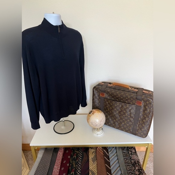 NWOT Jos. A. Bank Navy Quarter Zip 100% Italian Merino Wool Sz XL - Picture 1 of 6